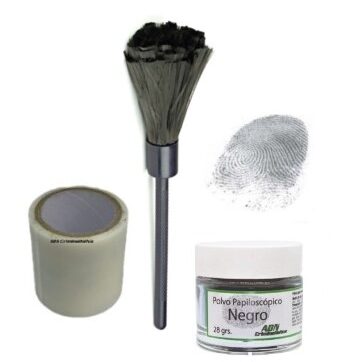 Kit Vucetich PRO de revelado de huellas con pincel de fibra de Cabono