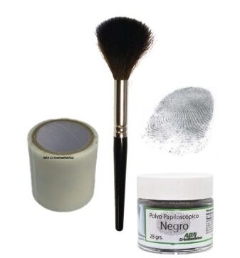 Kit Vucetich PRO de revelado de huellas con pincel de pelo de Ardilla