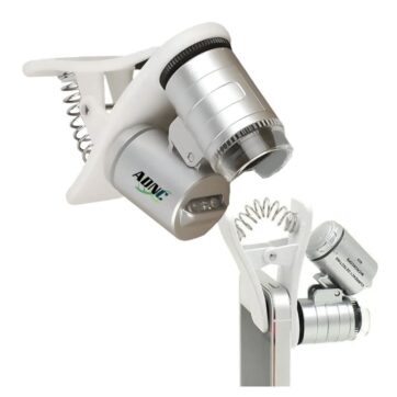 Microscopio 60x con luz UV/blanca con clip para celular