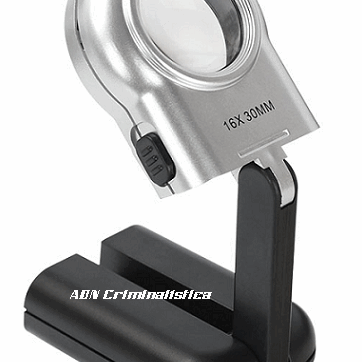 Lupa con mango plegable 16x y luz LED