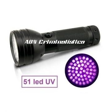 Potente linterna metálica con 51 LEDs UV