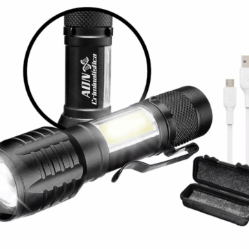 Potente linterna táctica doble LED con recarga USB