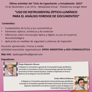 Uso de Instrumental Óptico-Lumínico para el Análisis Forense de Documentos (SIPDO)